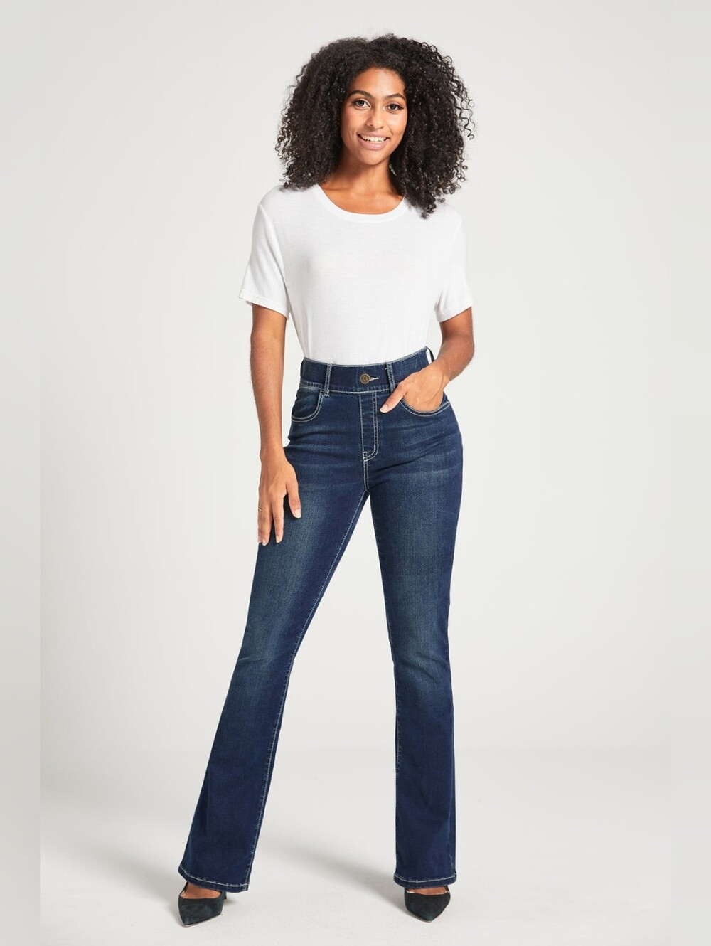 Betabrand | Dark Wash Bootcut Yoga Denim Pull On Jeans Size XL